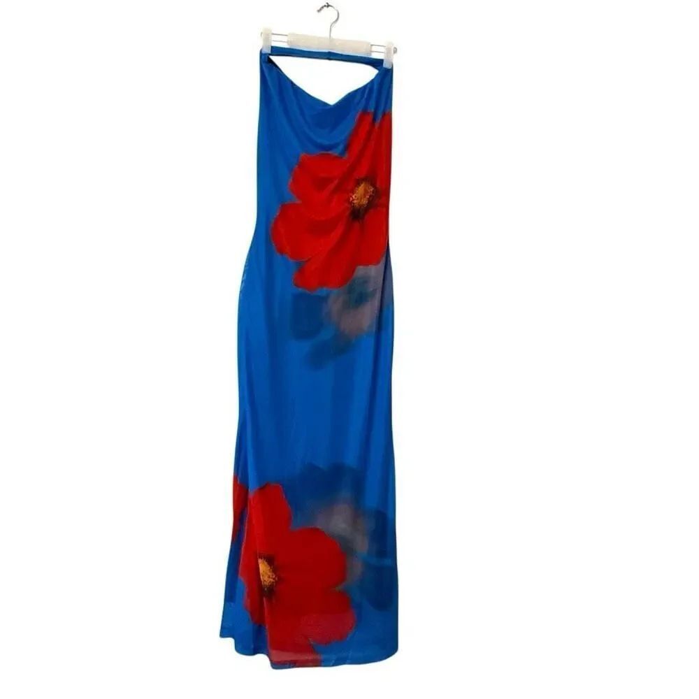 NWOT Zesica Floral Halter Lined Sleeveless Multicolor Maxi Dress Size Small